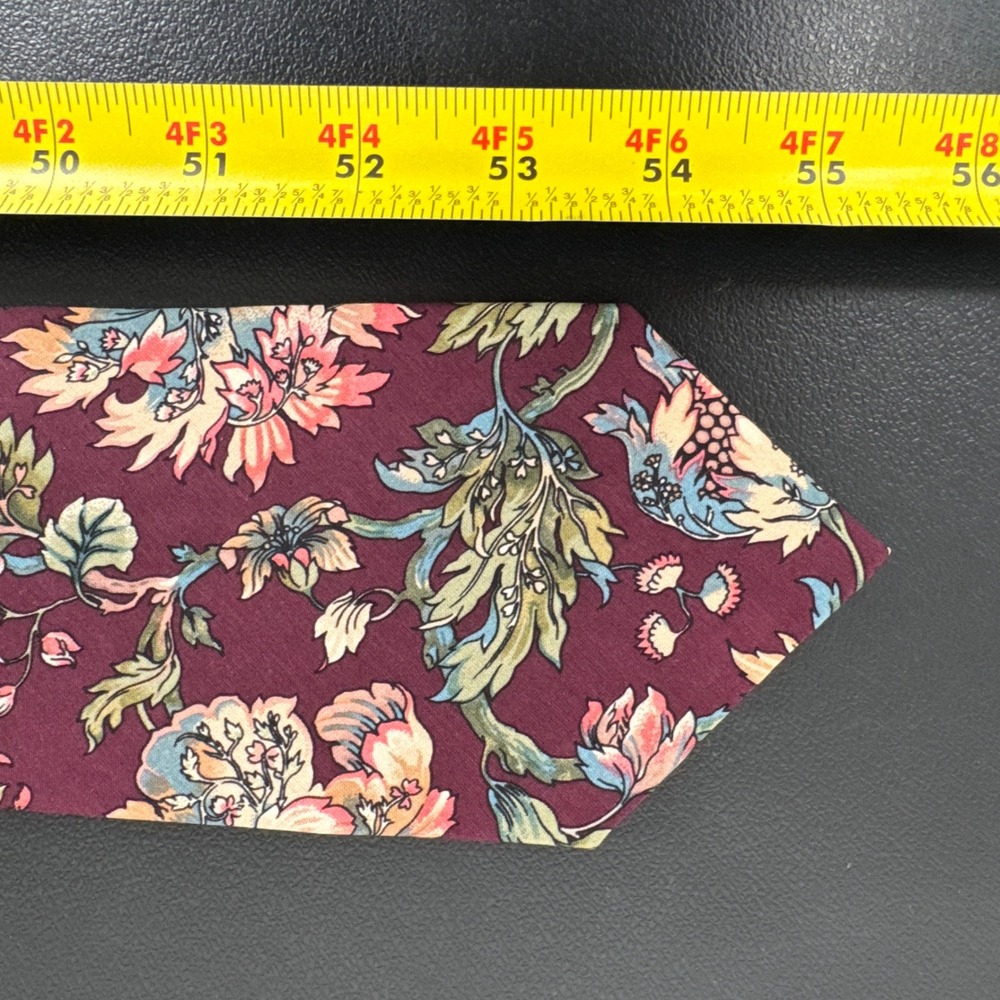 Polo Ralph Lauren Mens Silk Tie Burgundy Floral Paisley Hand Made USA 3.75 Wide - Picture 6 of 6